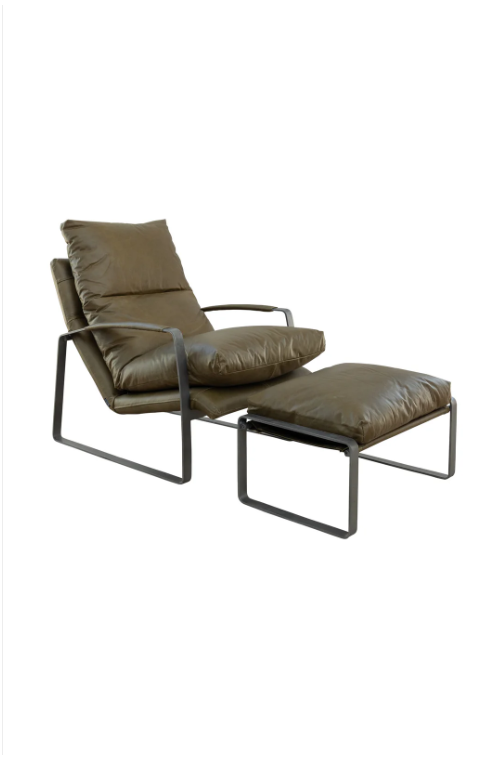 Ambassador Leather Chair Set in Evergreen
