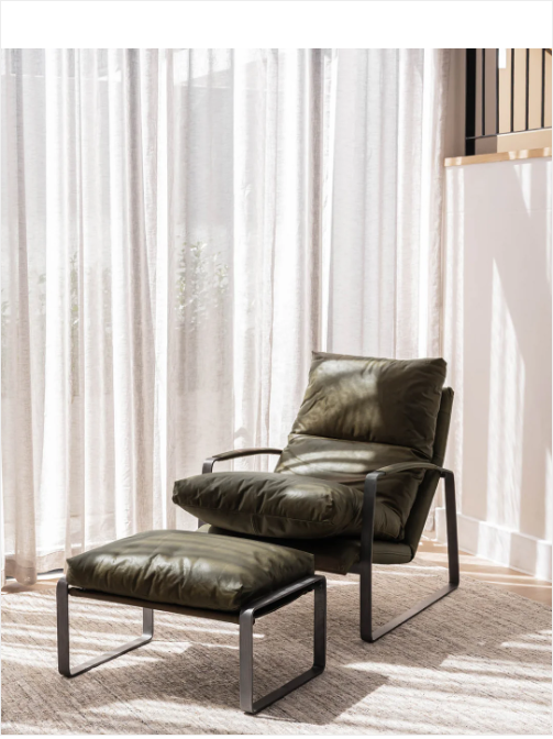 Ambassador Leather Chair Set in Evergreen