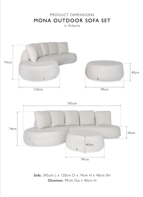 Mona Outdoor Sofa Set in Aborio